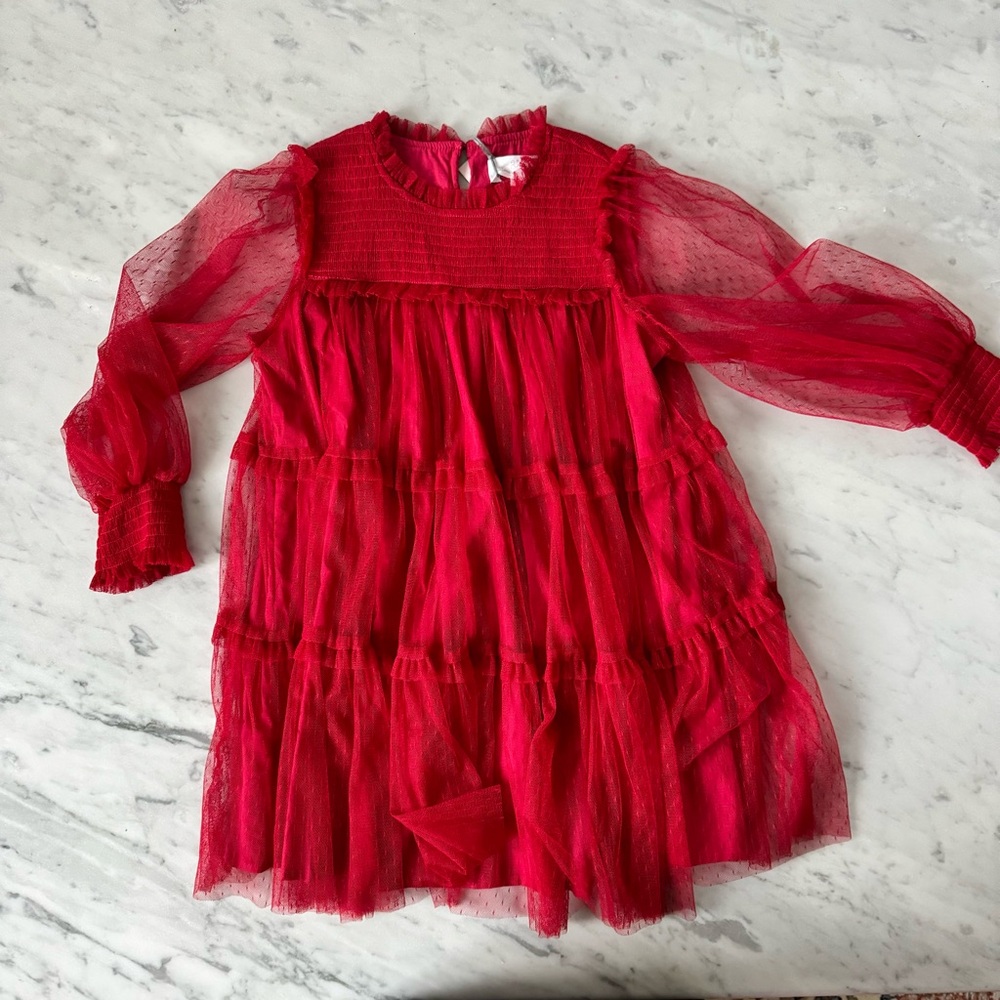 C'ERA UNA VOLTA Red 10Y Girl’s High Holiday Dress Long Sleeve Mini NWT Winter